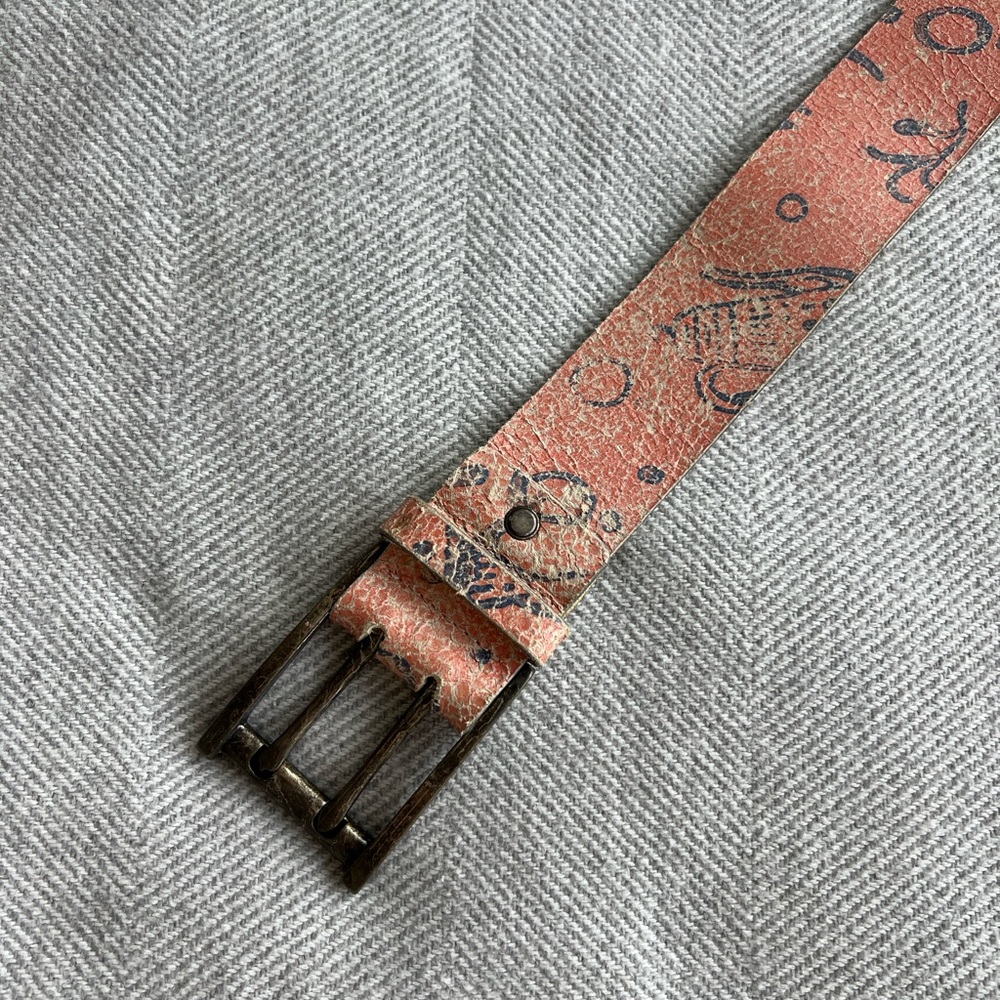Real leather Stylish Pink Patterned Women's Belt, genuine leather, Italy